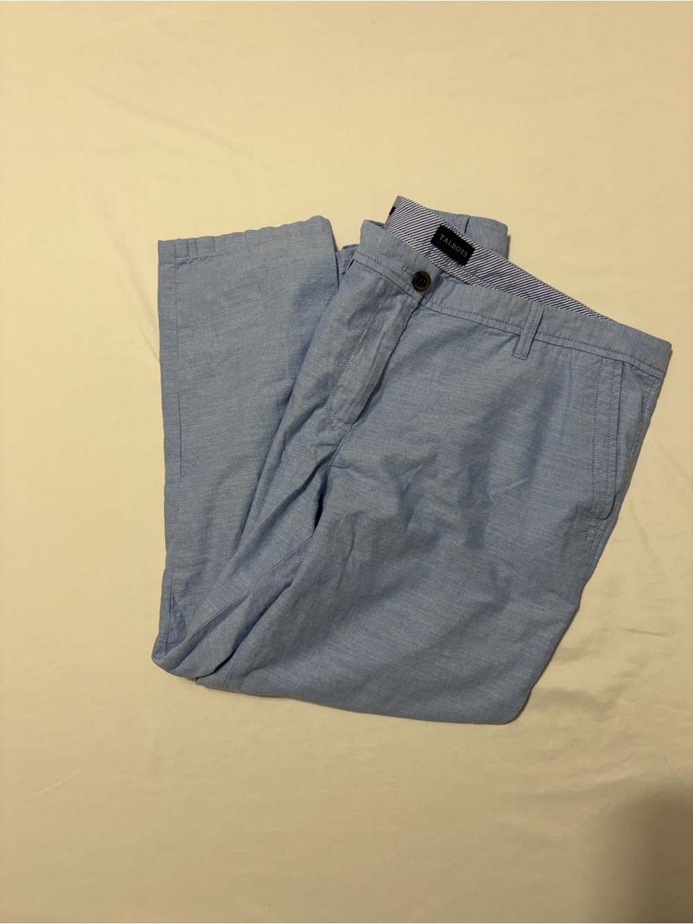 Talbots Relaxed Chino Pants Size 14P Light Blue Chambray Cotton Coastal Classic